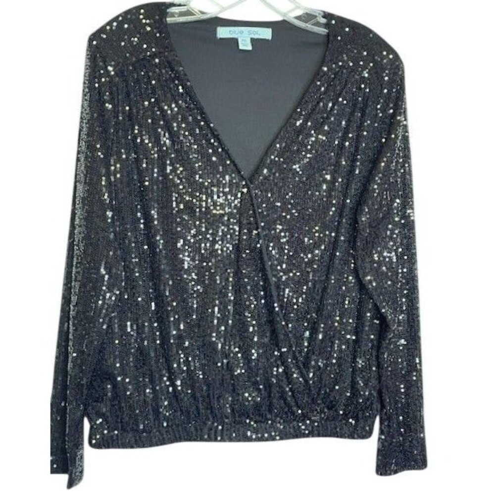 Blue Sol Wrap Sequin Top MEDIUM (2121)